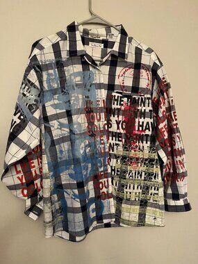 SNOW MILK one of a kind up-cycled Talbots woman's dress shirt, street art